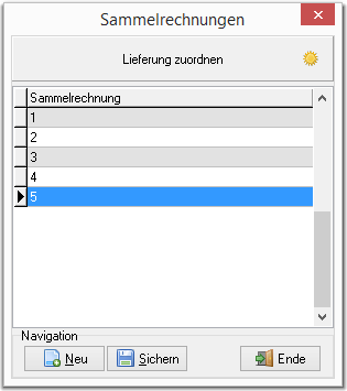 Hinzufügen der Lieferung zu einer Sammelrechnung
