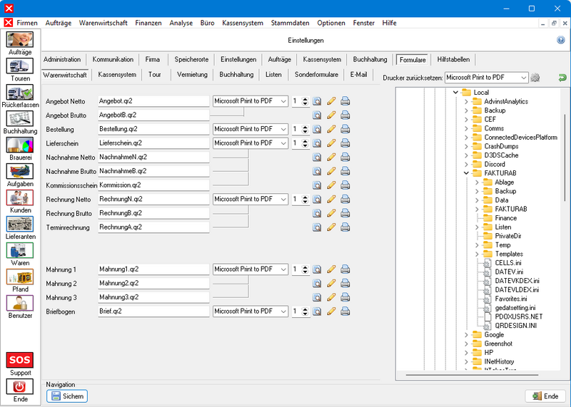 Datei:Schnelleinstieg Einstellungen Formulare Warenwirtschaft 2025.png